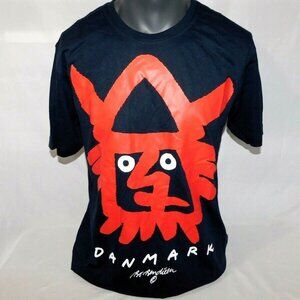 Bo Bendixen Black Red Viking Art Head Graphic T  Shirt Mens L